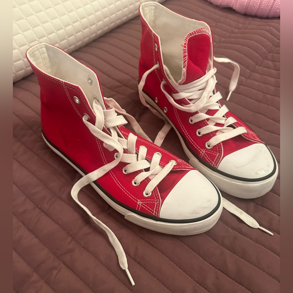 Red High-Top Sneakers - Picture 6 of 7